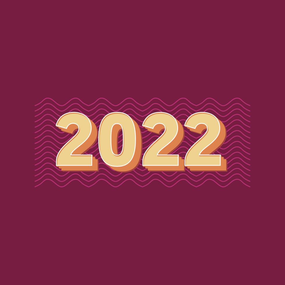 2022 texte style simple vintage pour symbole bonne année. Modèle de conception de numéro de texte 2022. typographie d'illustration vectorielle. vecteur
