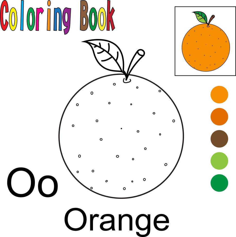 dessin animé orange. livre de coloriage sur le thème des fruits. graphique d'illustration vectorielle. bon pour que les enfants apprennent et colorient. vecteur