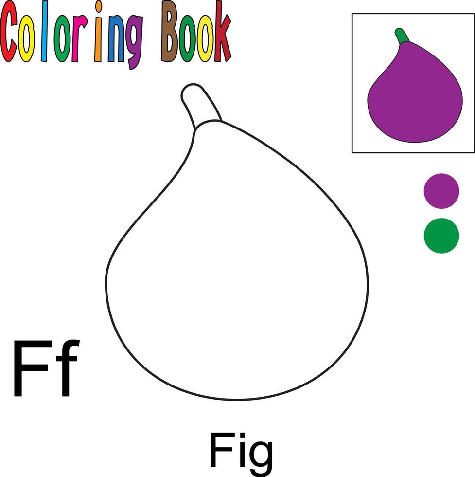 dessin animé figue. livre de coloriage sur le thème des fruits. graphique d'illustration vectorielle. bon pour que les enfants apprennent et colorient. vecteur