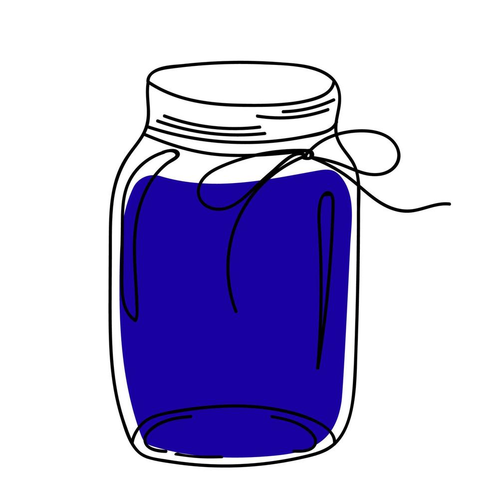 bocal en verre bleu style doodle. vecteur