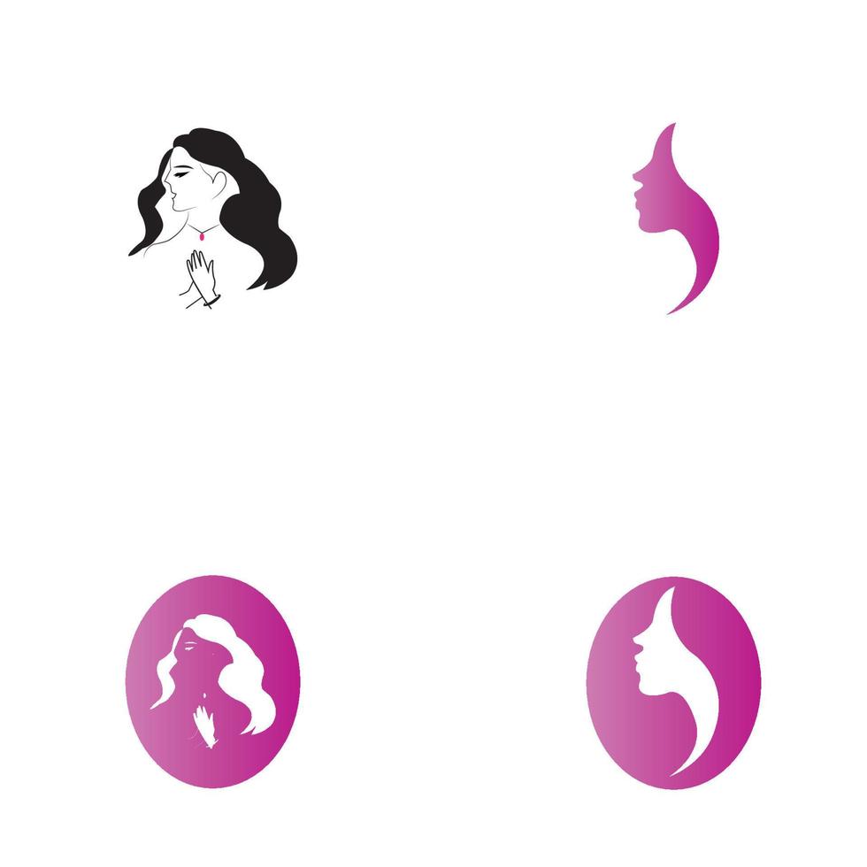 femme visage silhouette caractère illustration logo icône vecteur