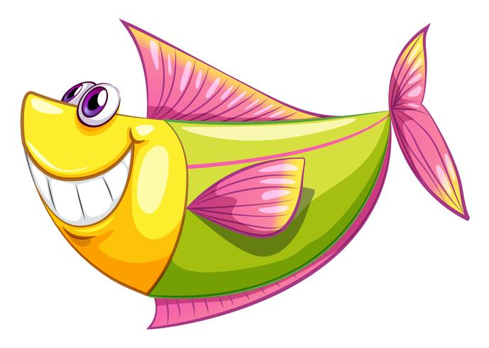 Un poisson aquatique coloré et souriant vecteur