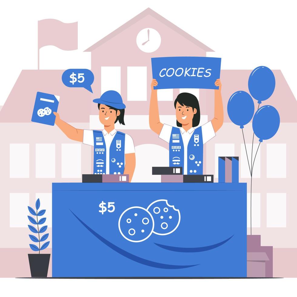 cookies girl scout pour apprendre l'entrepreneuriat vecteur