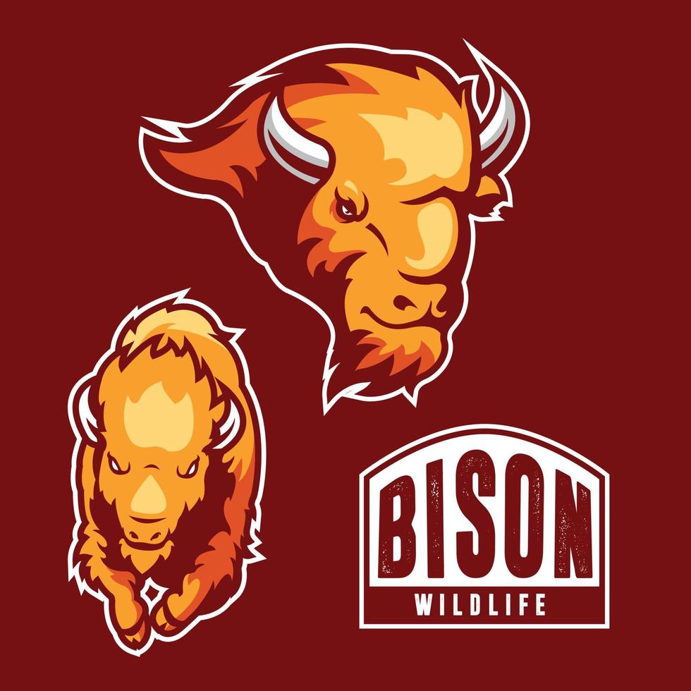 illustration de bison pour la ressource de logo vecteur