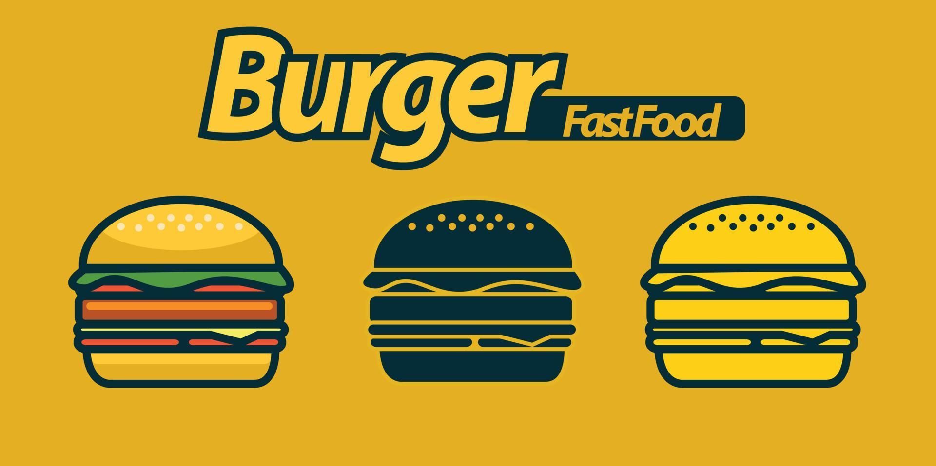 burger set illustration pour la ressource de logo vecteur