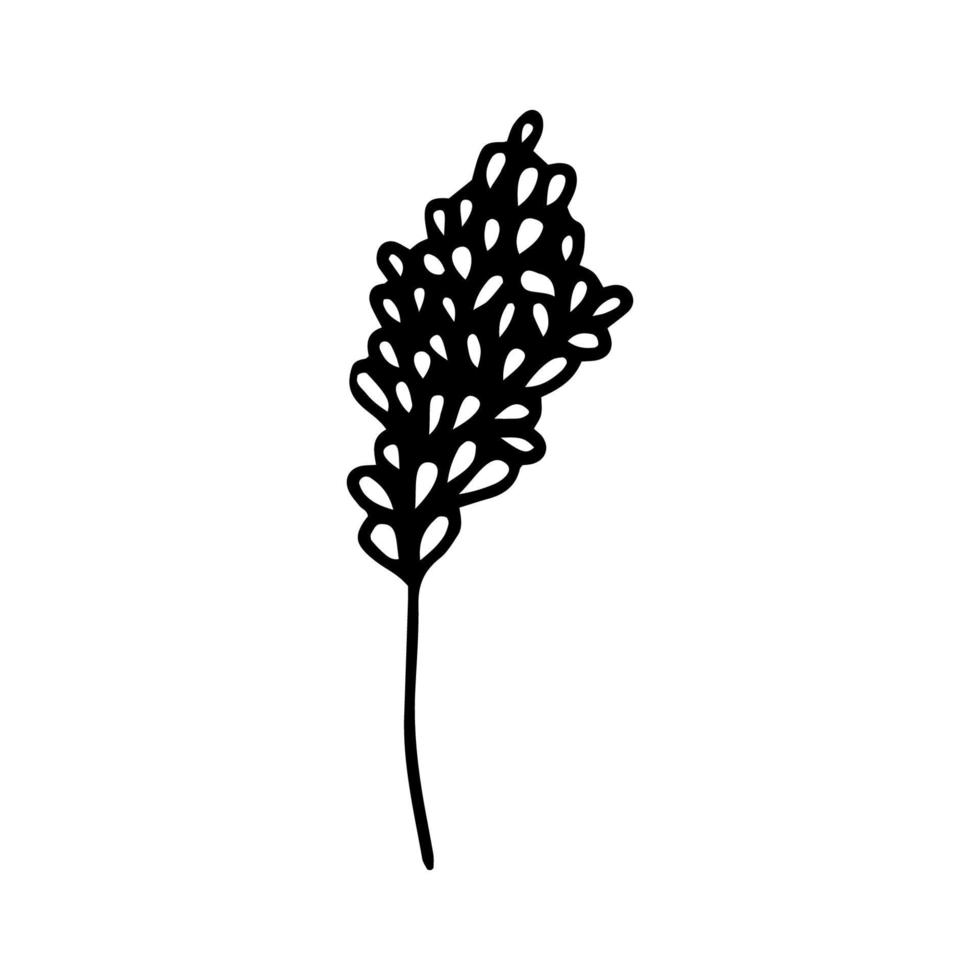 dessin de contour de plante avec une ligne noire. image monochrome.fleurs en gouttes.branche.vecteur vecteur