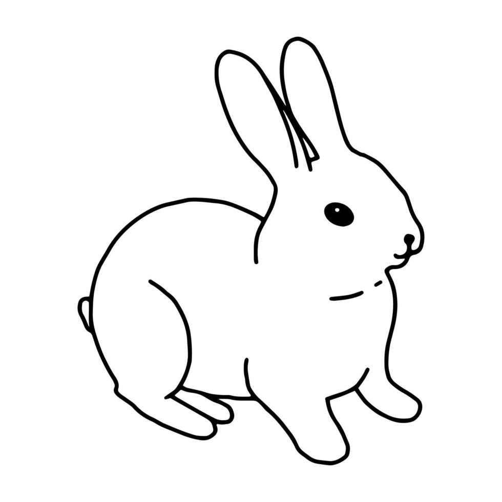 dessin de ligne de contour dessiné à la main de lapin. noir et blanc image.easter bunny.for cartes postales, impression sur fabric.cute animal.doodles.vector vecteur