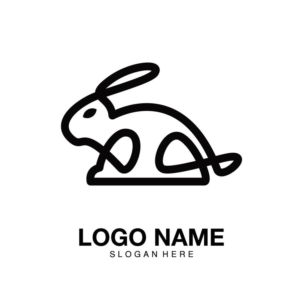 logo contour lapin noir et blanc dessin animé symbole icône vecteur