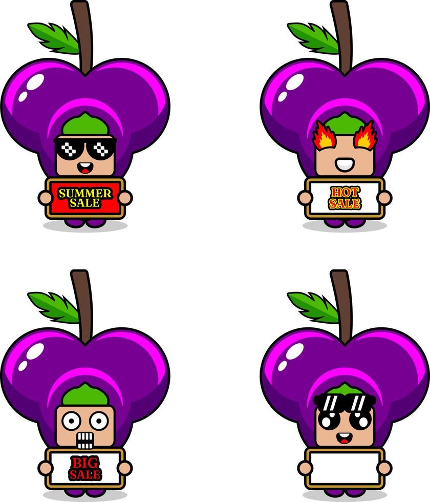 personnage de dessin animé mignon vecteur raisins fruits mascotte costume ensemble été vente bundle collection
