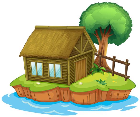Une maison et un arbre sur l&#39;île vecteur