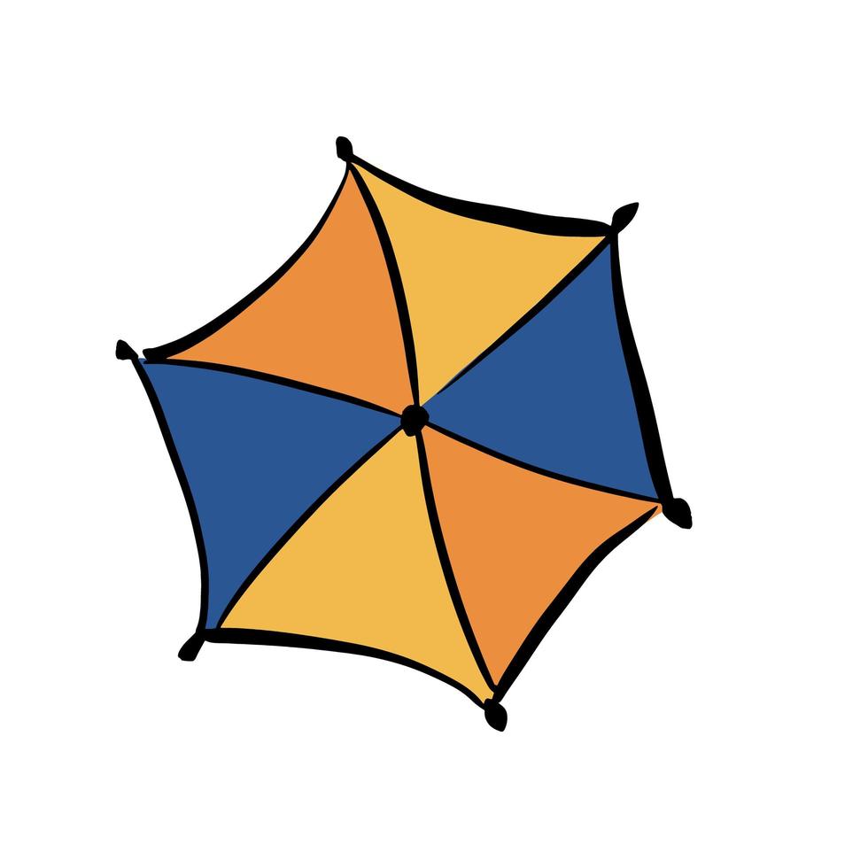 parapluie multicolore sur fond blanc isolé. la vue du haut. illustration vectorielle. vecteur