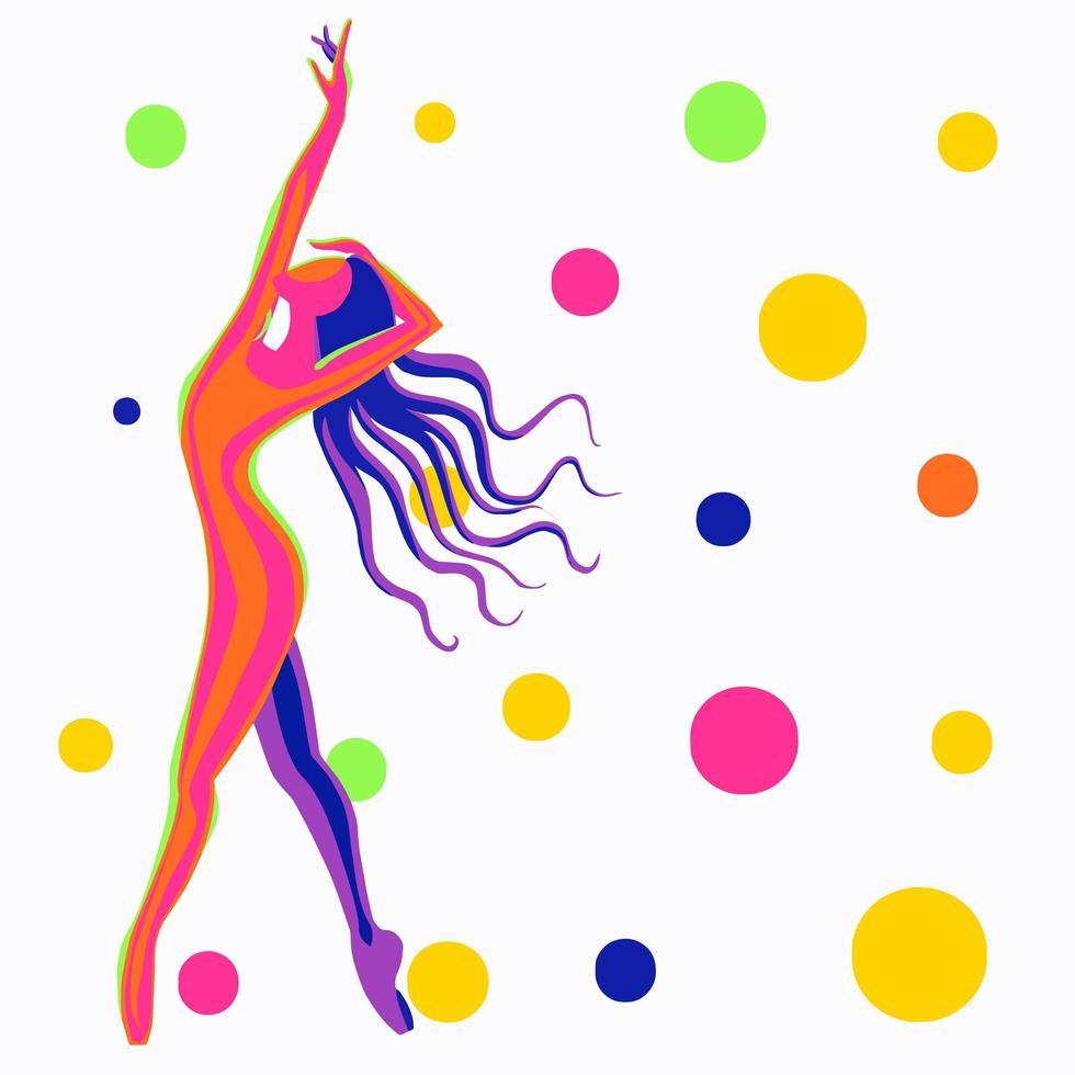 abstrait multicolore avec une danseuse avec des ballons. illustration vectorielle sur fond blanc. vecteur