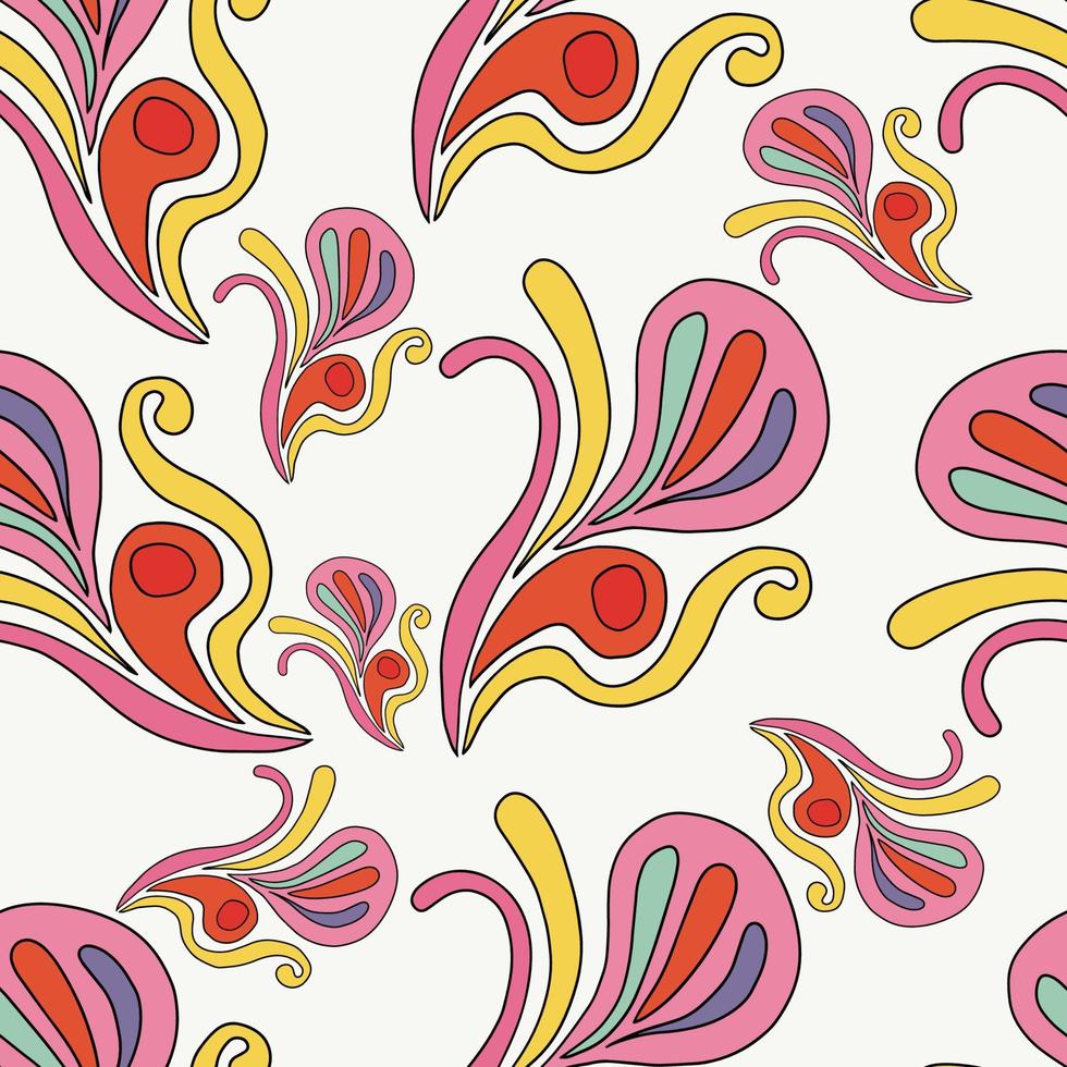 fleur de doodle coloré abstrait avec motif sans couture de boucles. fond floral fantastique. vecteur