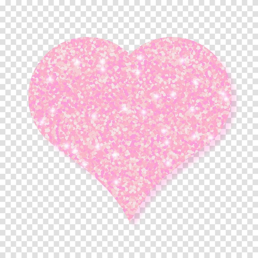 coeur rougeoyant de paillettes brillantes roses avec fond isolé d'ombre. illustration vectorielle vecteur