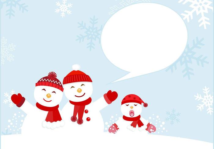 Snowman Family Card Vector