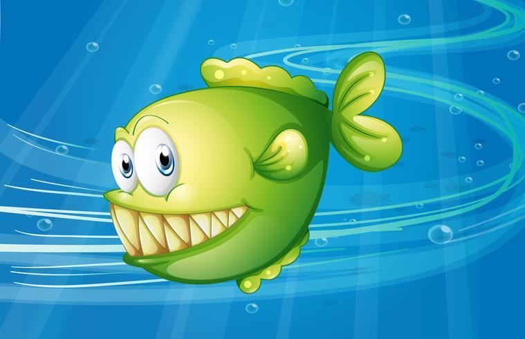 Un poisson vert sous la mer vecteur