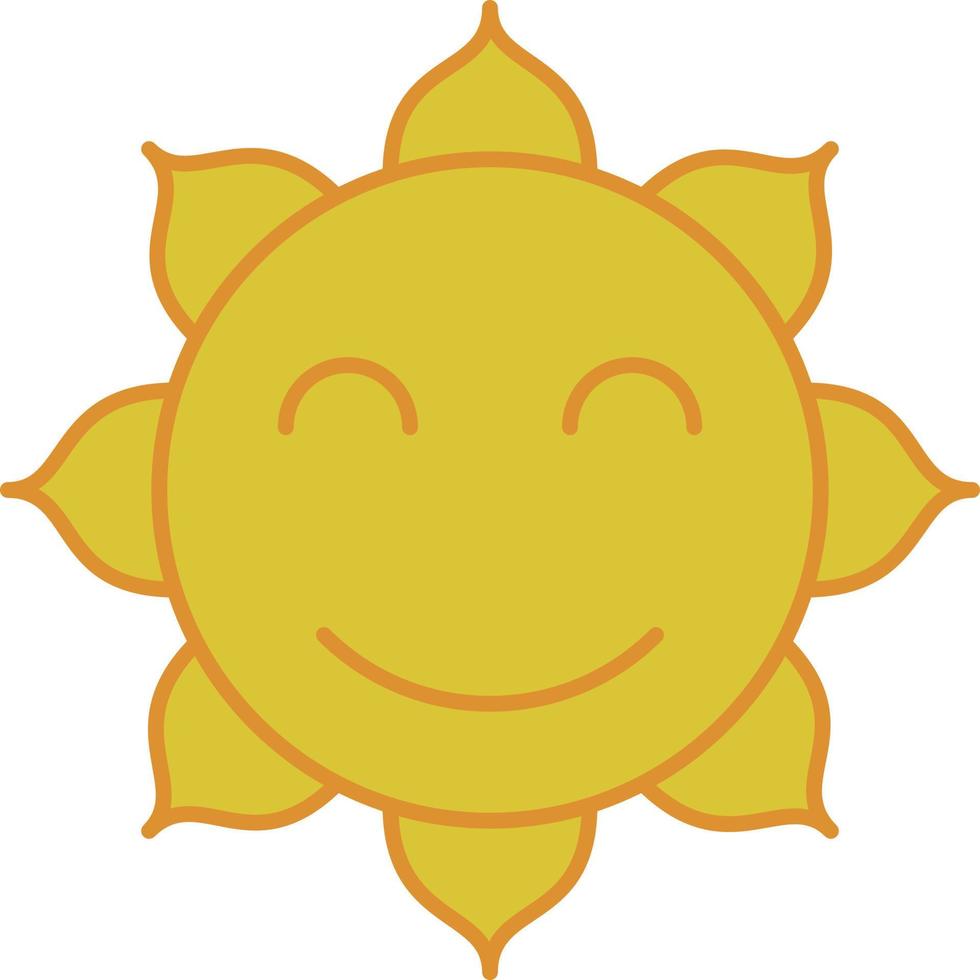 vecteur d'icône de contour rempli de soleil souriant
