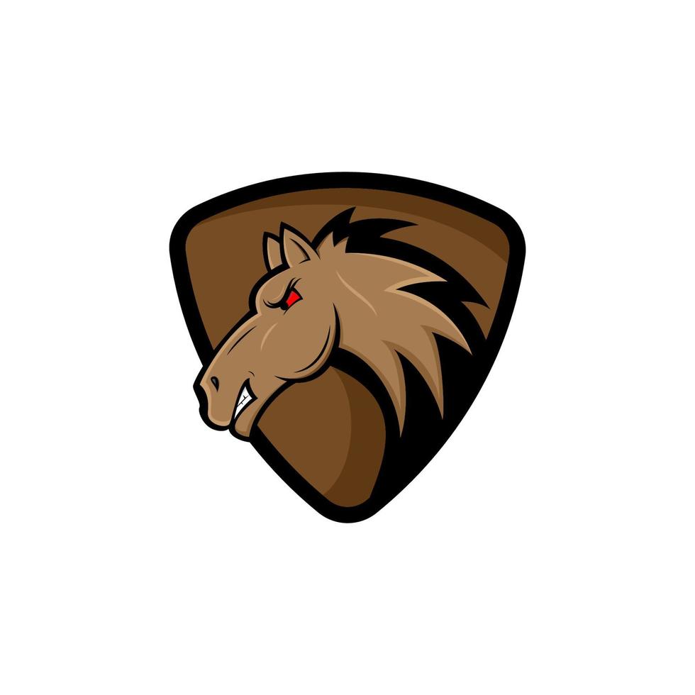 création de logo de mascotte de cheval de bouclier vecteur