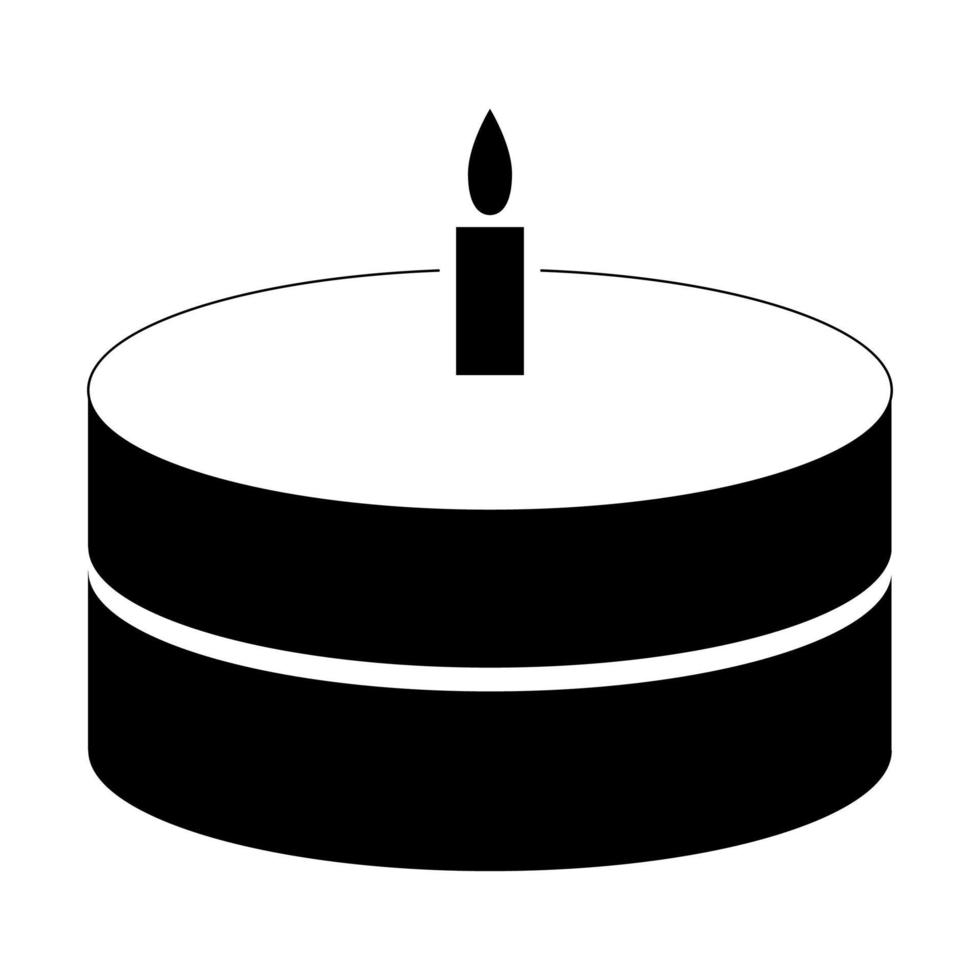 gâteau avec bougie icône illustration vectorielle de couleur noire style plat d'image vecteur