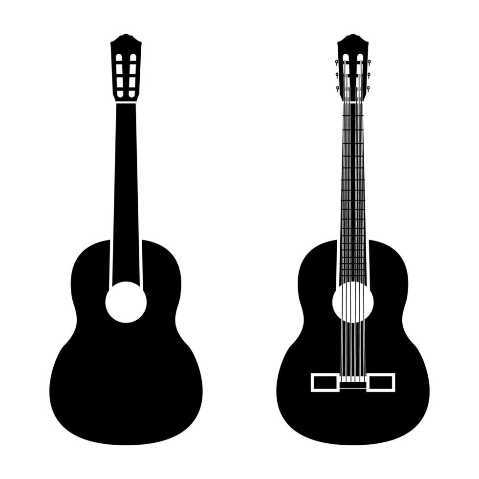 icône noire de guitare. vecteur