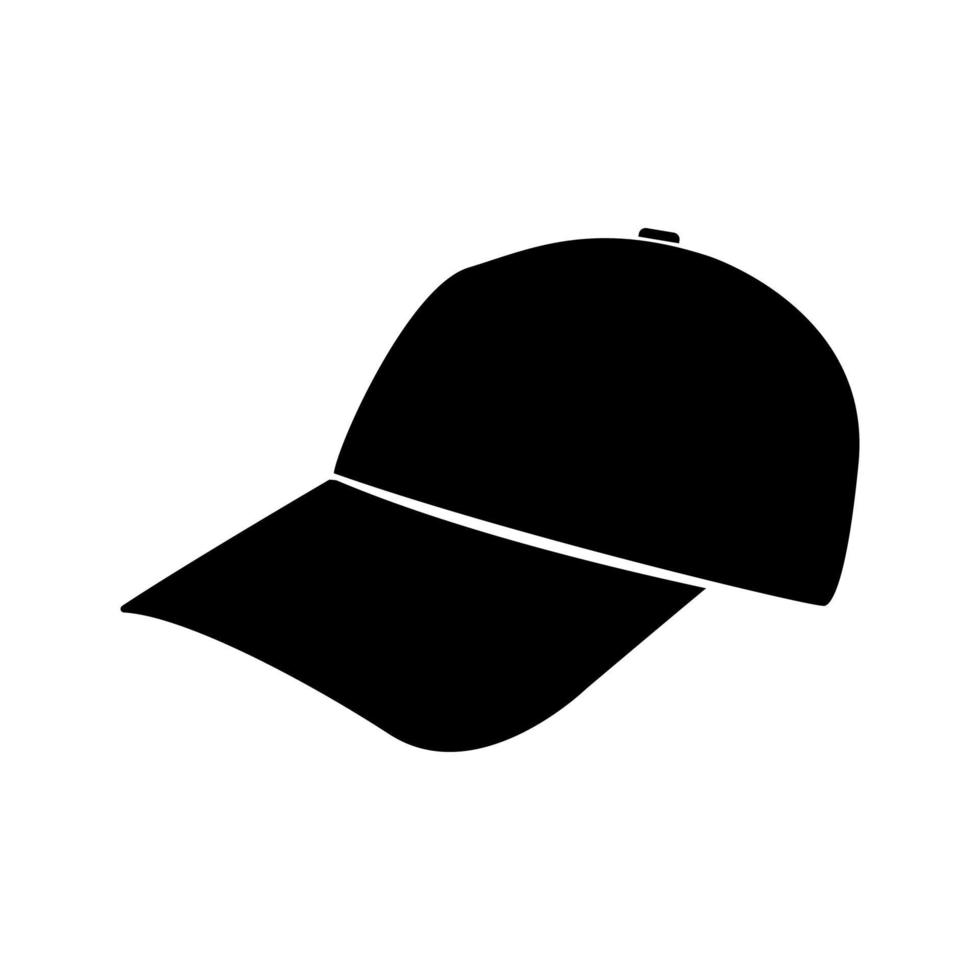 icône noire de casquette de baseball. vecteur