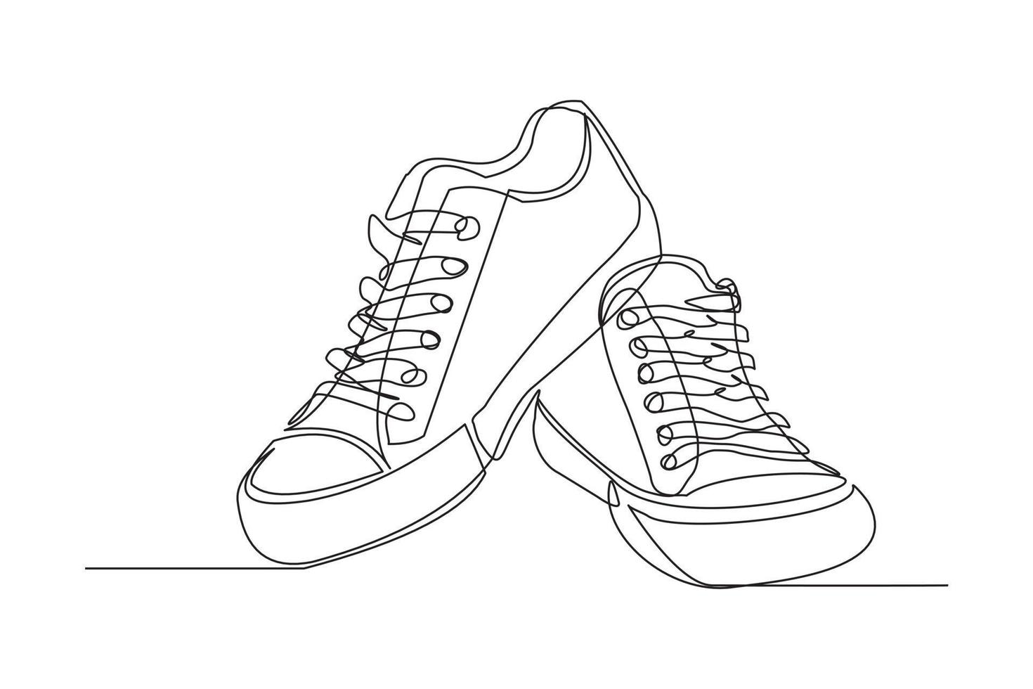 dessin en ligne continu de chaussures de baskets décontractées. dessin au trait unique de chaussures de sport. illustration vectorielle vecteur