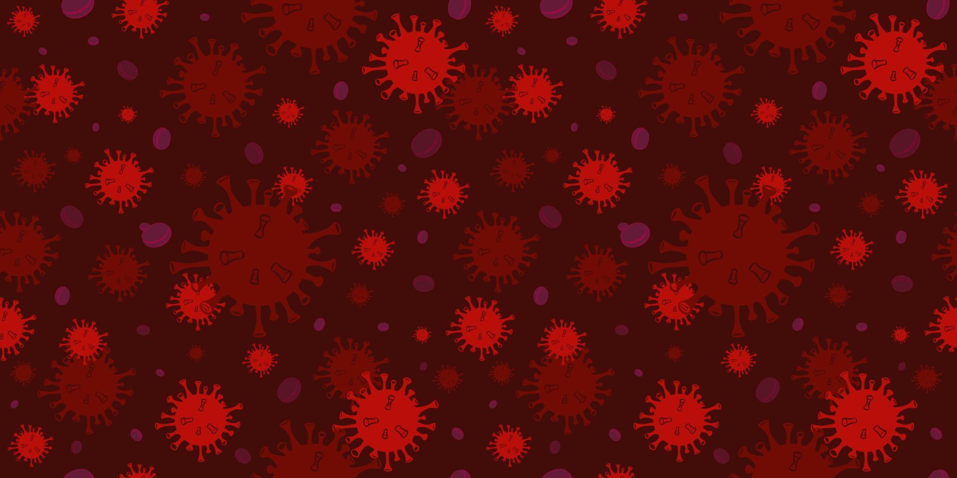 modèle sans couture de la maladie du virus corona 2019 fond de virus variant du delta omicron avec des cellules de la maladie et des globules rouges vecteur