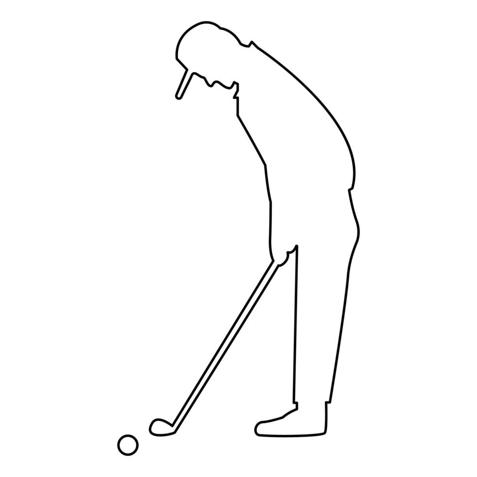 golfeur contour contour ligne icône noir couleur illustration vectorielle image mince style plat vecteur