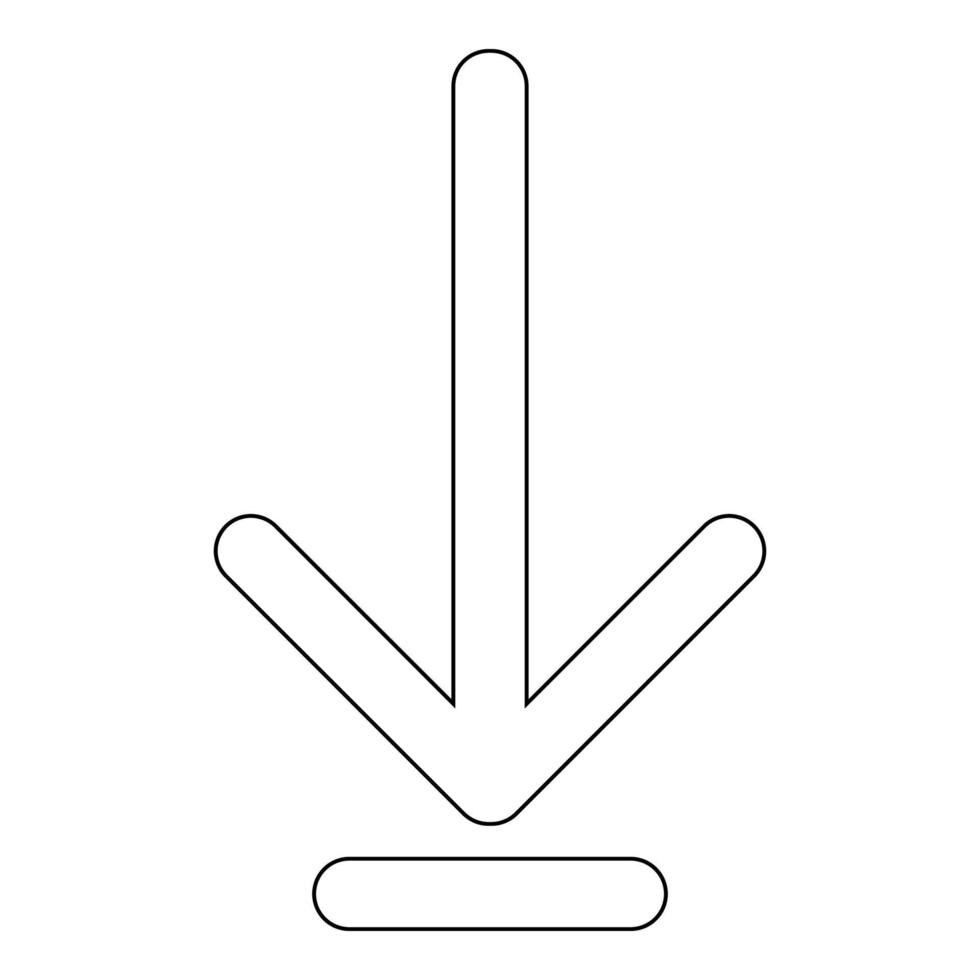 flèche vers le bas ou symbole de charge l'icône de couleur noire vecteur