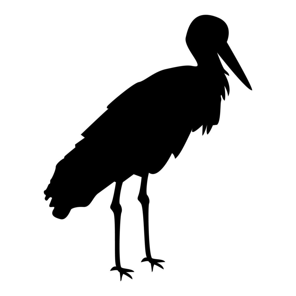 silhouette cigogne oiseau debout grue héron black vecteur