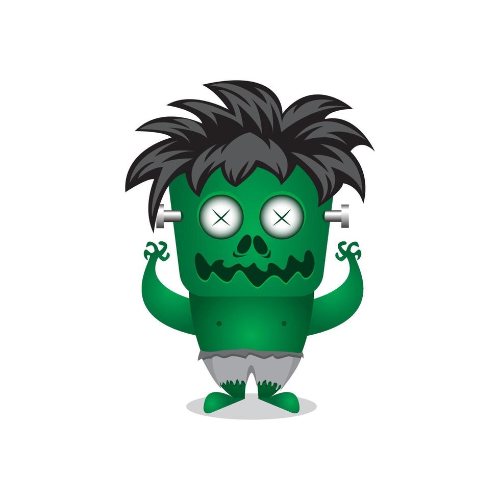 illustration de personnage de monstre de dessin animé vert mignon. adapté à la conception de t-shirts, à l'impression, à la décoration d'halloween, à la décoration de fête d'anniversaire, au livre pour enfants, à l'emblème, au logo ou à l'autocollant vecteur