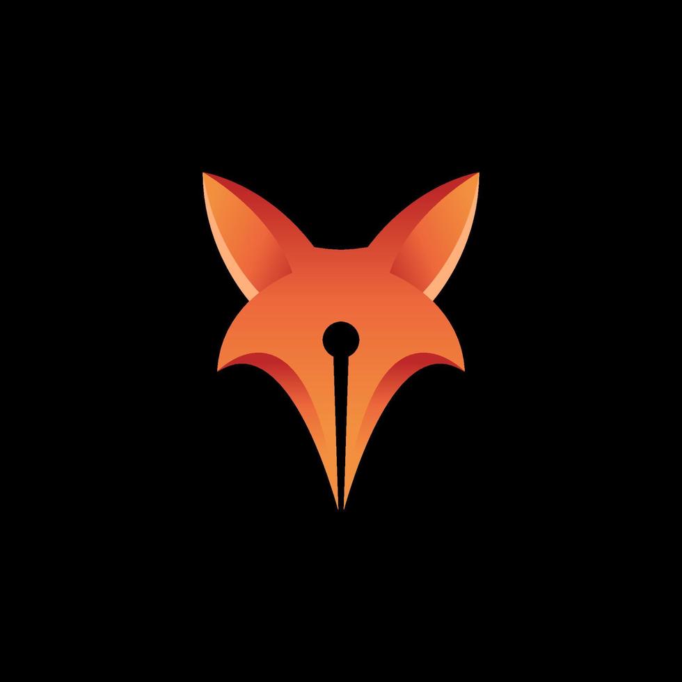 modèle de logo vectoriel illustration de stylo renard