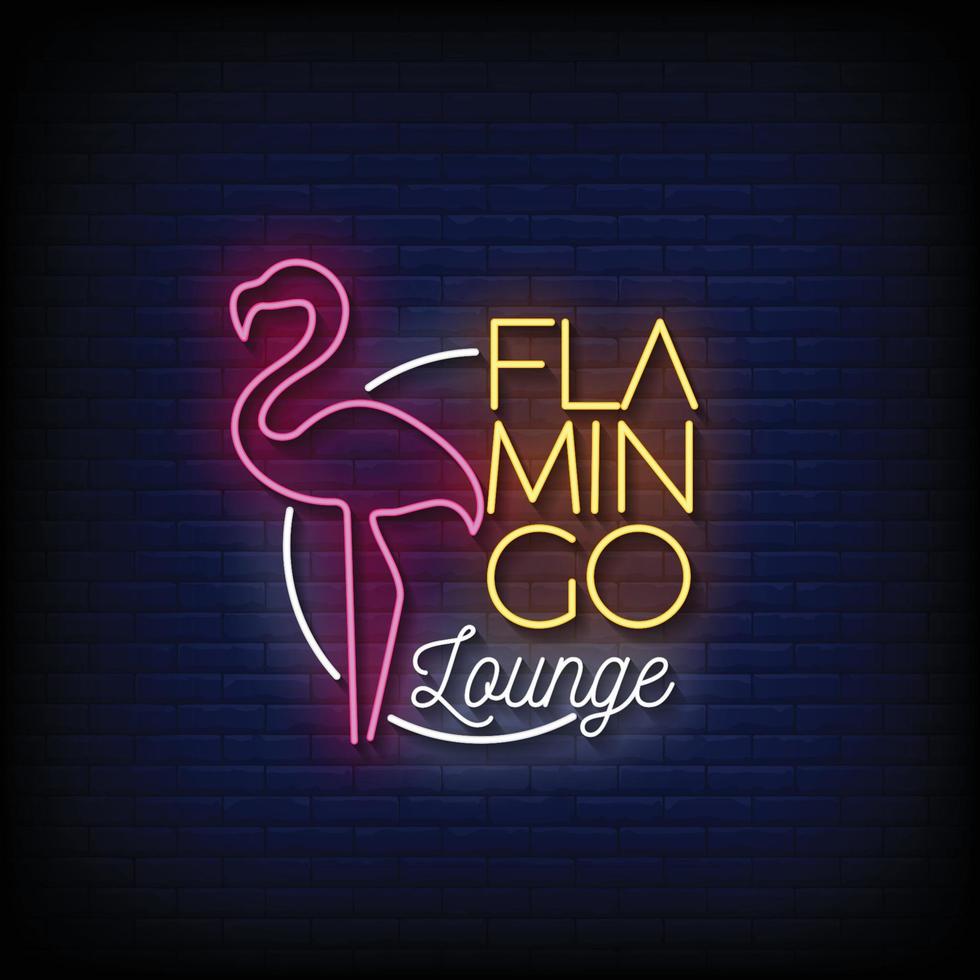 flamingo lounge enseignes au néon style texte vecteur