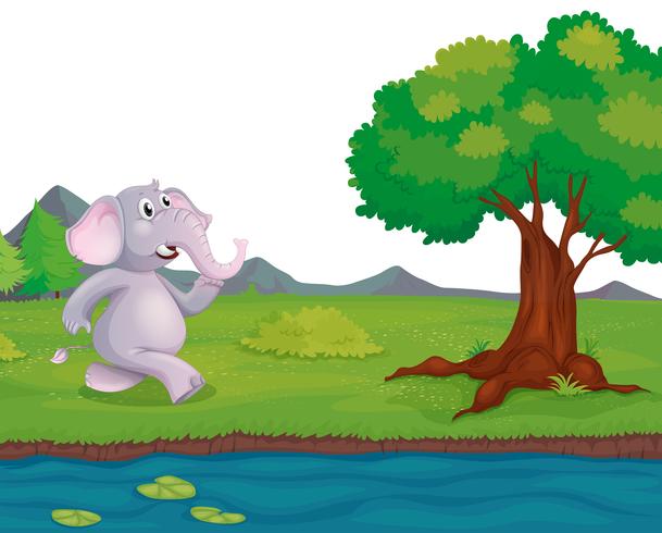Un éléphant au bord de la rivière vecteur