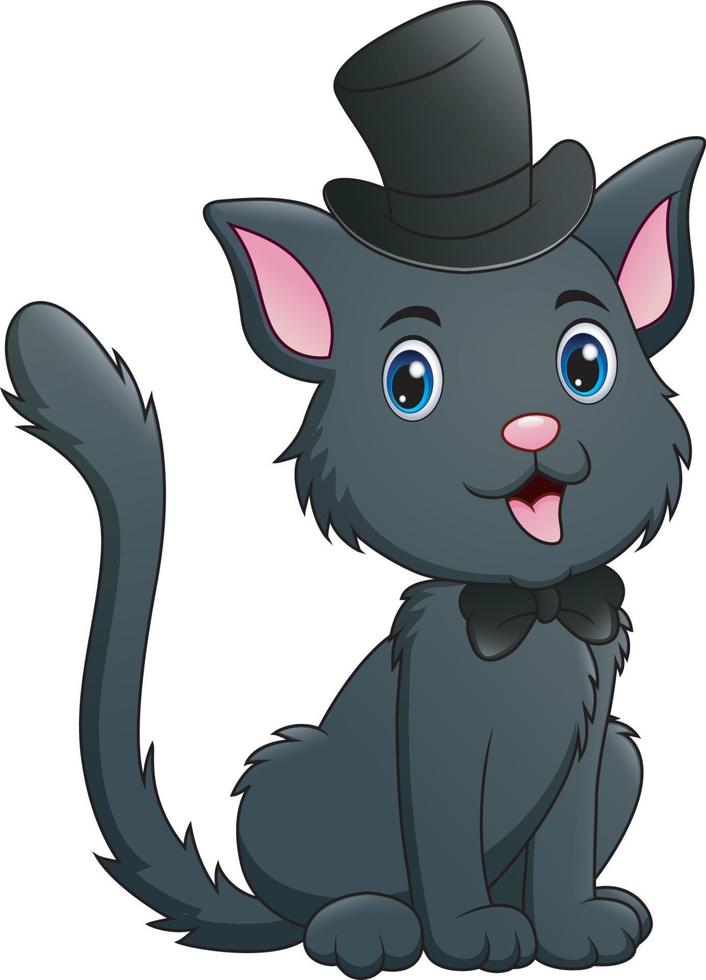 dessin animé mignon de chat noir vecteur