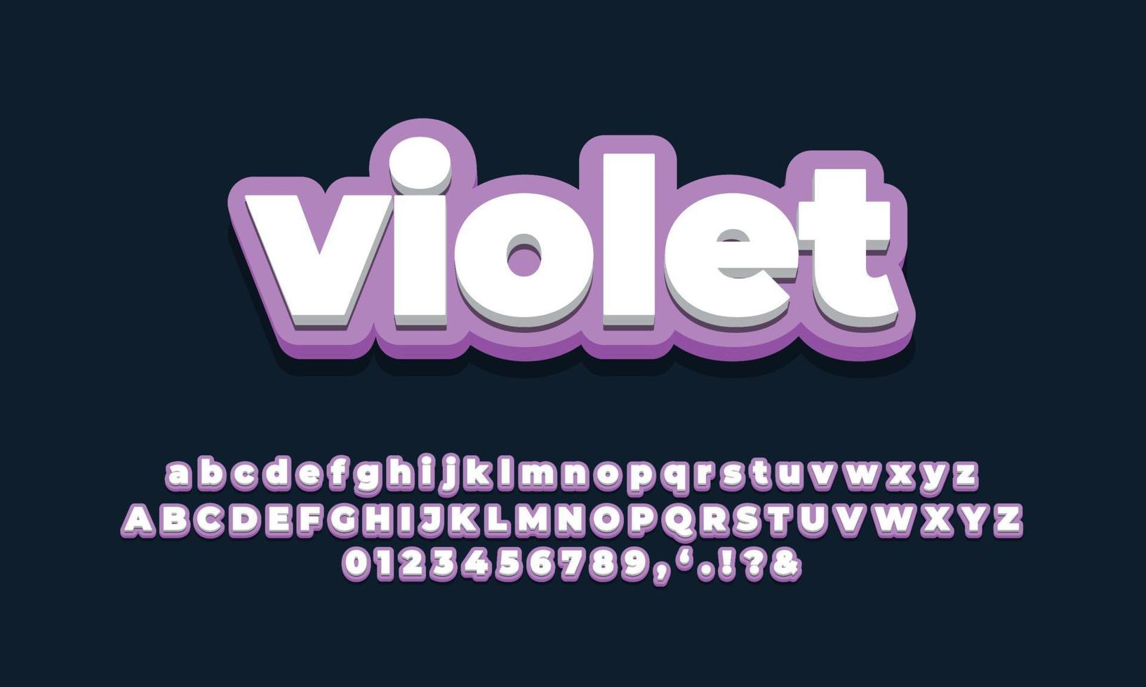 violet doux avec effet de police 3d moderne blanc ou conception de styles de texte vecteur