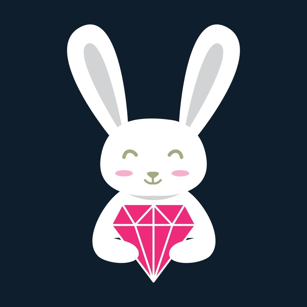 animal animaux de compagnie lapin avec diamant mignon logo vector icon design