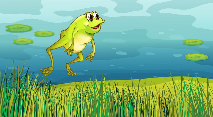 Une grenouille qui saute dans l&#39;herbe vecteur