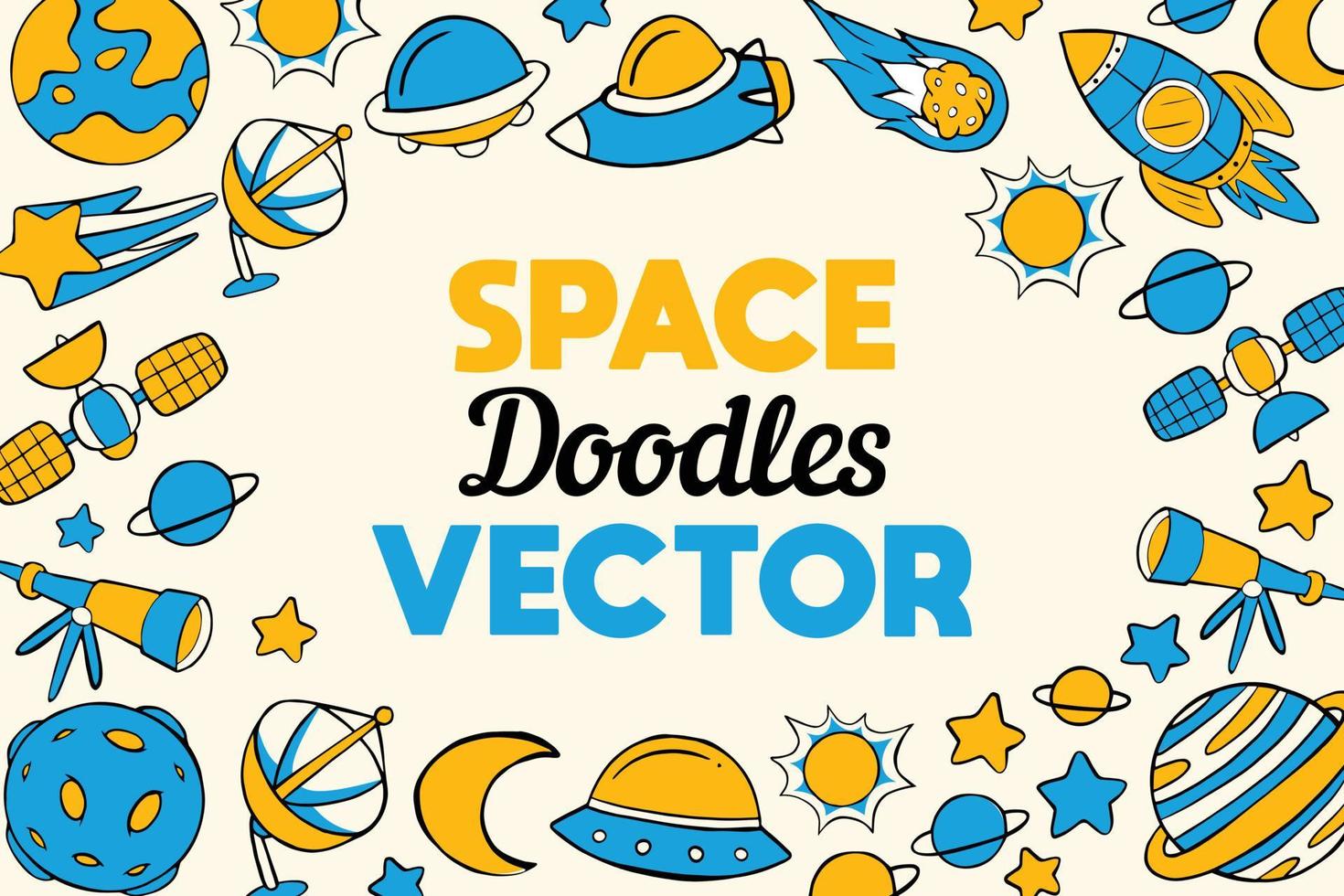 espace doodles fond vectoriel en style cartoon