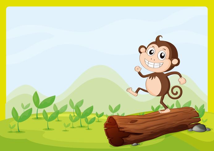 Un singe dansant sur du bois sec vecteur