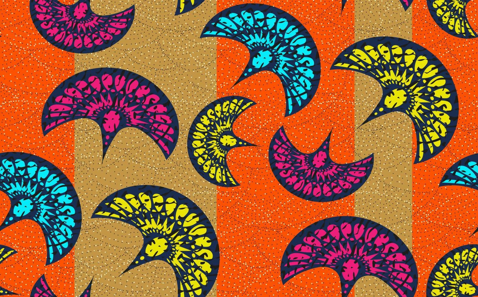 tissu d'impression de cire africaine sans couture, ornement ethnique fait à la main pour votre conception, fleurs ethniques afro et éléments géométriques de motifs tribaux. texture vectorielle, style de mode textile coloré afrique ankara vecteur