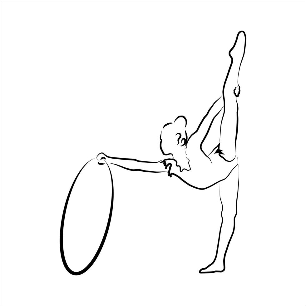 un dessin linéaire élégant d'une gymnaste. vecteur