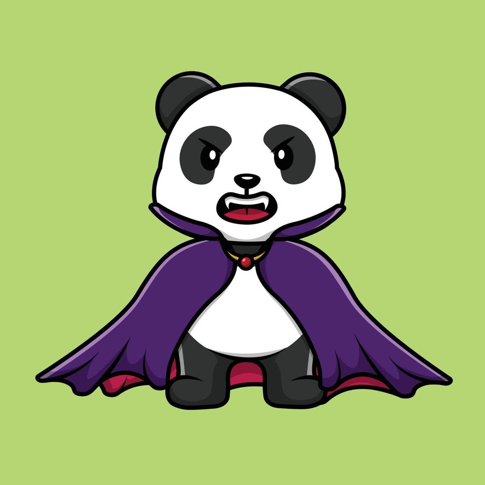mignon panda vampire dessin animé vecteur icône illustration. concept d'icône de fantaisie animale isolé vecteur premium. style de dessin animé plat