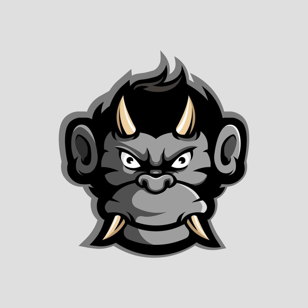 vecteur de conception de logo de mascotte de diable de singe avec illustration moderne pour l'équipe sportive, les jeux, l'esport