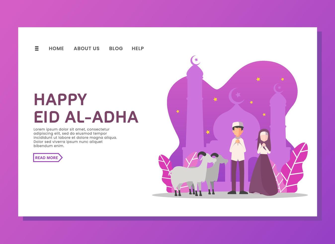 concept de page de destination eid al adha vecteur