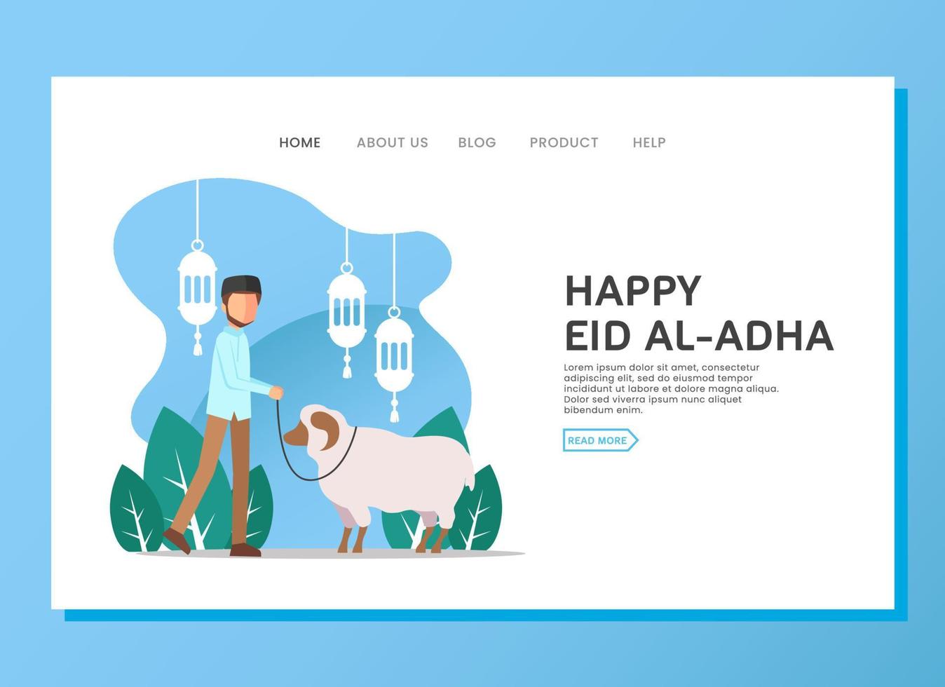 concept de page de destination eid al adha vecteur