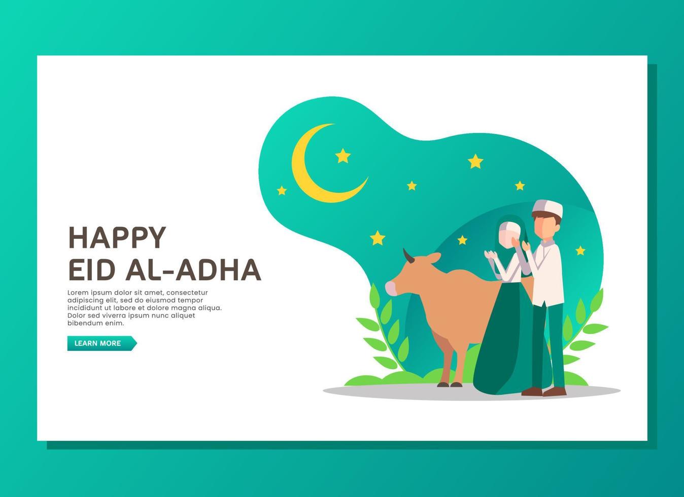 concept de page de destination eid al adha vecteur