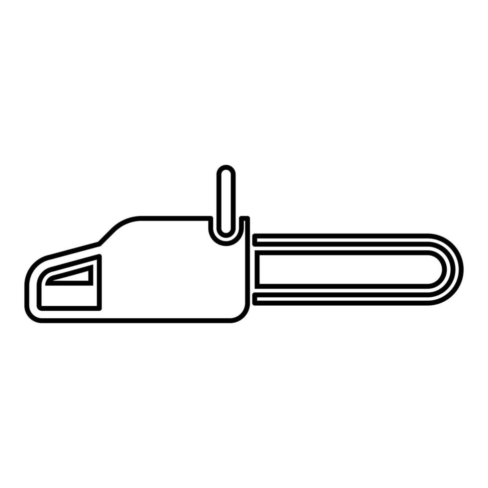 tronçonneuse scie à chaîne essence bûcheron outil contour contour icône illustration vectorielle de couleur noire image de style plat vecteur
