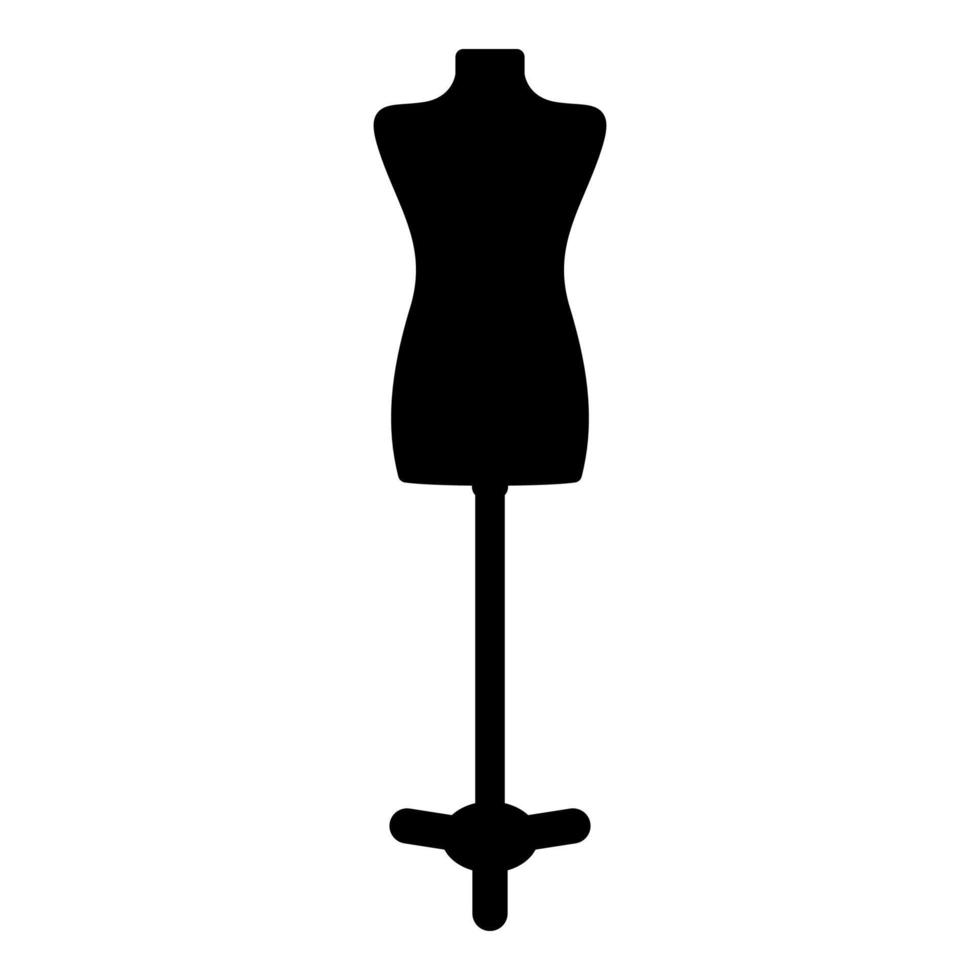 Mannequin torse tailleurs mannequin silhouette mannequin couturiers icône illustration vectorielle de couleur noire image de style plat vecteur