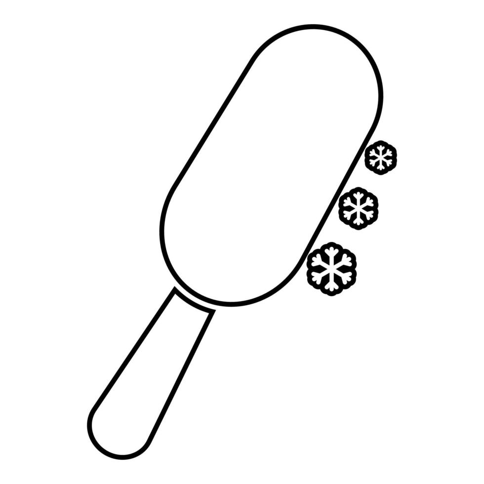 Glace au chocolat sur stick eskimo confection contour contour icône illustration vectorielle de couleur noire image de style plat vecteur